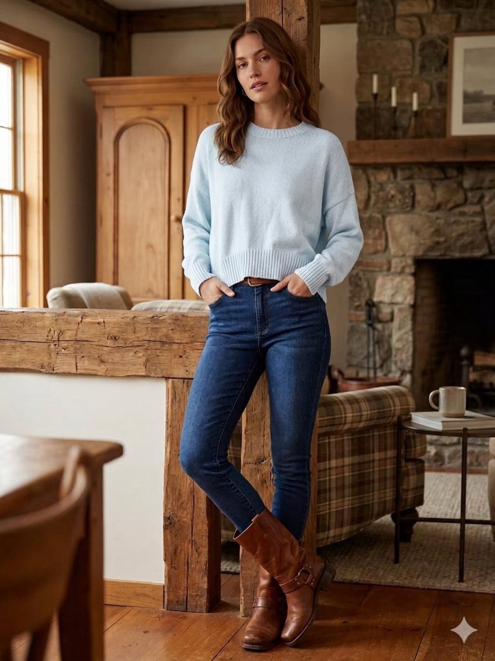 Quince Pale Blue Relaxed Crewneck Sweater